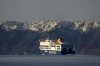 A regularly scheduled ferry departs from Santorini to Athens' port of Piraeus, after a spike in seismic activity raised concerns about a potentially powerful earthquake in Santorini, southern Greece, Monday, Feb. 3, 2025. (AP Photo/Petros Giannakouris)