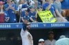Toronto Blue Jays' Jose Bautista acknowledges the crowd after leaving the baseball game against the New York Yankees during the ninth inning, Sunday, Sept. 24, 2017, in Toronto. THE CANADIAN PRESS/Jon Blacker