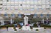 A statue of Pope John Paul II is seen in front of the Agostino Gemelli Polyclinic, in Rome, Monday, Feb. 17, 2025, where Pope Francis has been hospitalized to undergo some necessary diagnostic tests and to continue his ongoing treatment for bronchitis. (AP Photo/Andrew Medichini)