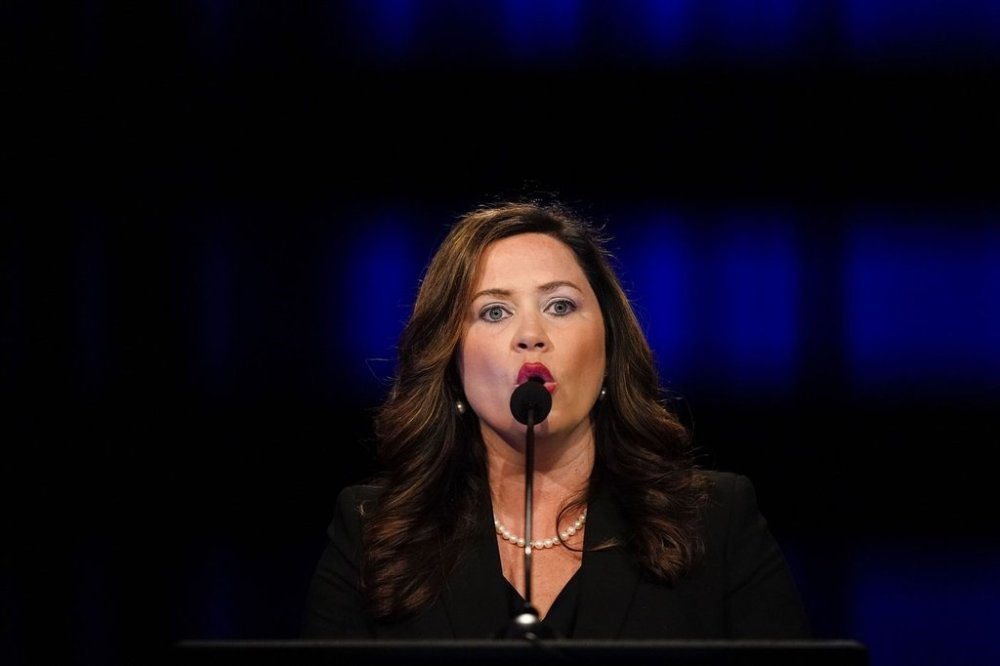 FILE - Kandiss Taylor, a thne-Georgia Republican gubernatorial candidate, participates in a Republican primary debate on Sunday, May 1, 2022, in Atlanta. (AP Photo/Brynn Anderson, Pool, File)