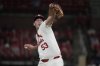 FILE - St. Louis Cardinals starting pitcher Andre Pallante throws during the fifth inning of a baseball game against the Pittsburgh Pirates Monday, Sept. 16, 2024, in St. Louis. (AP Photo/Jeff Roberson, File)
