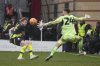 Manchester City's Kevin De Bruyne, left, scores his side's second goal during the English FA Cup fourth round soccer match between Leyton Orient and Manchester City at the Gaughan Group Stadium in London, England, Saturday, Feb. 8, 2025. (AP Photo/Kin Cheung)