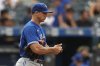 Toronto Blue Jays pitcher Jacob Barnes reacts in the sixth inning against the New York Mets during a baseball game Sunday, July 25, 2021, in New York. THE CANADIAN PRESS/AP-Adam Hunger