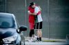 St. Louis Cardinals infielder Nolan Arenado, right, is greeted by manager Oliver Marmol on Sunday, Feb. 16, 2025, at the team's training baseball facility in Jupiter, Fla. (Christian Gooden/St. Louis Post-Dispatch via AP)