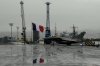 FILE - A Rafale jet fighter next to a French flag, on France's nuclear-powered aircraft carrier Charles de Gaulle, at Limassol port, Cyprus, Tuesday, March 1, 2022. AP Photo/Petros Karadjias, File)