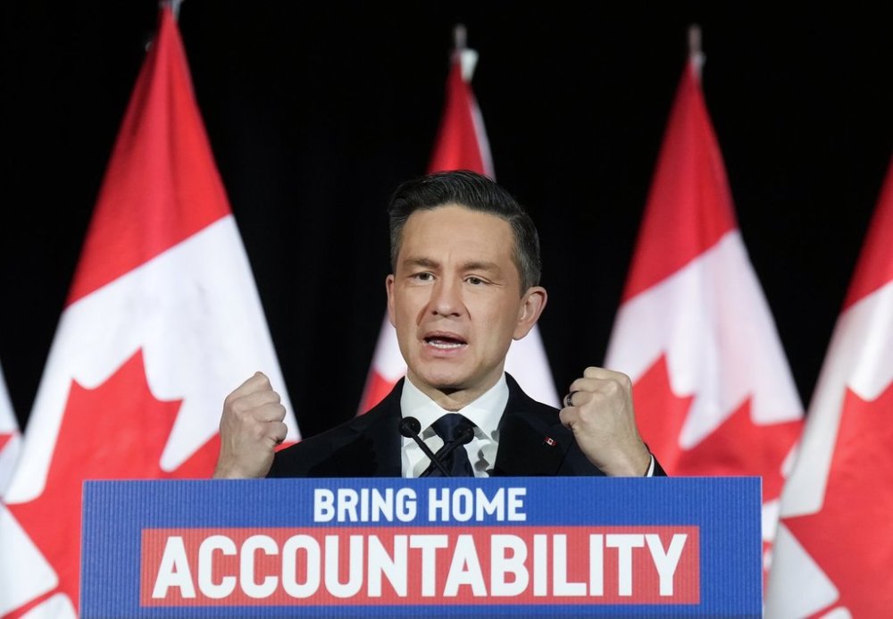 Conservative Leader Pierre Poilievre speaks during a press conference in Toronto on Friday, March 7, 2025. THE CANADIAN PRESS/Nathan Denette