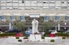 A statue of Pope John Paul II is seen in front of the Agostino Gemelli Polyclinic, in Rome, Tuesday, Feb. 18, 2025, where Pope Francis has been hospitalised to undergo some necessary diagnostic tests and to continue his ongoing treatment for bronchitis. (AP Photo/Andrew Medichini)