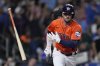 FILE - Houston Astros' Alex Bregman flips his bat after hitting a solo home run during the third inning of a baseball game against the Los Angeles Dodgers, Friday, July 26, 2024, in Houston. (AP Photo/Kevin M. Cox, File)