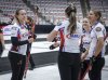 Team Homan skip Rachel Homan, left, celebrates with her teammates after winning the women's curling final at the PointsBet Invitational in Calgary, Alta., Sunday, Sept. 29, 2024. THE CANADIAN PRESS/Jeff McIntosh