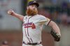 FILE - Atlanta Braves pitcher John Brebbia throws in the ninth inning of a baseball game against the Colorado Rockies, Sept. 5, 2024, in Atlanta. (AP Photo/Jason Allen, File)
