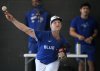 Toronto Blue Jays pitcher Bowden Francis throws a pitching session during spring training in Dunedin Fla., on Monday, February 17, 2025. THE CANADIAN PRESS/Nathan Denette