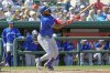 Toronto Blue Jays' Vladimir Guerrero Jr. hits a double in the fourth inning of a spring training baseball game against the Detroit Tigers, Monday, March 3, 2025, in Lakeland, Fla. (AP Photo/John Raoux)