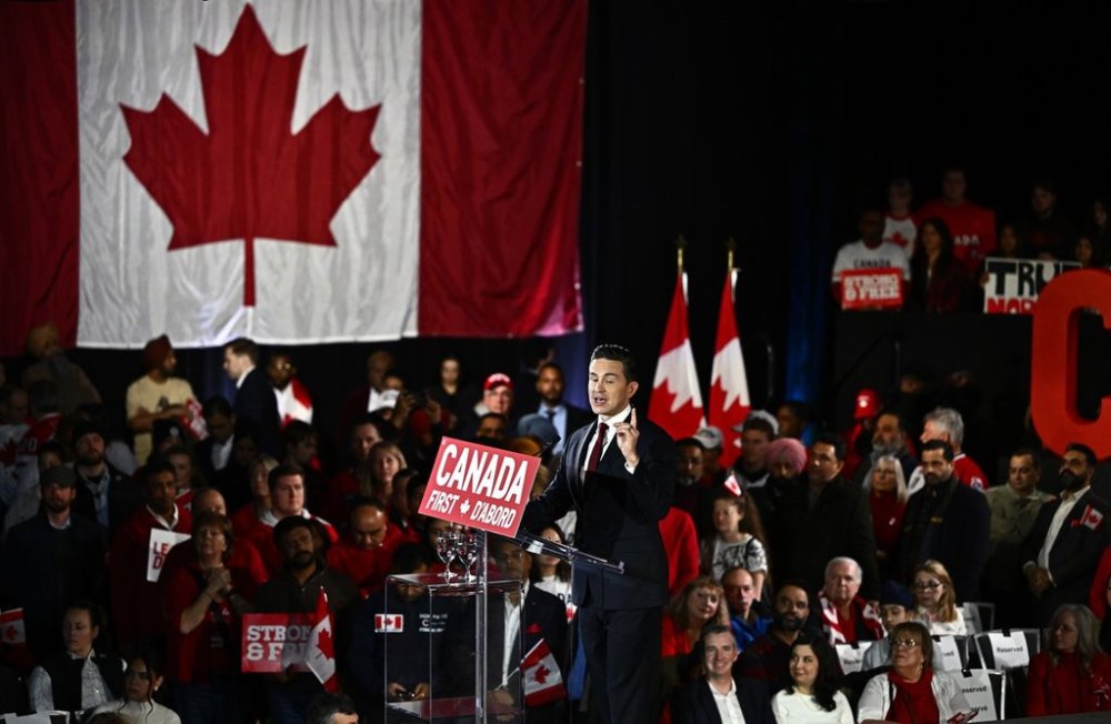 Conservative Leader Pierre Poilievre speaks at his Canada First rally in Ottawa, Saturday, Feb. 15, 2025. THE CANADIAN PRESS/Justin Tang