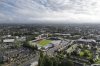 FILE -An aerial picture shows Wrexham Football Club's Racecourse Ground in Wrexham, Wales, Monday, Oct. 7, 2024. (AP Photo/Jon Super, File)