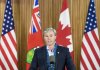 Nova Scotia Premier Tim Houston holds a press conference on the tariffs that the United States placed on Canada at Queen's Park in Toronto on Tuesday, March 4, 2025. Houston says he is looking to build momentum on freeing up trade within Canada, as the country deals with tariffs imposed by U.S. President Donald Trump. THE CANADIAN PRESS/Nathan Denette