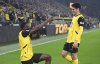 Dortmund's Serhou Guirassy, left, celebrates scoring with Giovanni Reyna during the Bundesliga soccer match between Borussia Dortmund and 1. FC Union Berlin at Signal Iduna Park, Dortmund, Germany, Saturday Feb. 22, 2025. (Fabian Strauch/dpa via AP)