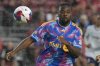 Toronto FC forward Ayo Akinola wears the team's new Caribbean Carnival inspired 'Energy Kit' during MLS action against St. Louis City in Toronto, on Saturday, July 8, 2023. THE CANADIAN PRESS/Chris Young