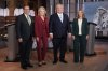 Ontario Green Party Leader Mike Schreiner, left to right, Ontario Liberal Leader Bonnie Crombie, Ontario PC Leader Doug Ford, and Ontario NDP Leader Marit Stiles pose for a photo before the Ontario Leaders' debate at CBC's Broadcast Centre, in Toronto, Feb. 17, 2025. THE CANADIAN PRESS/Chris Young