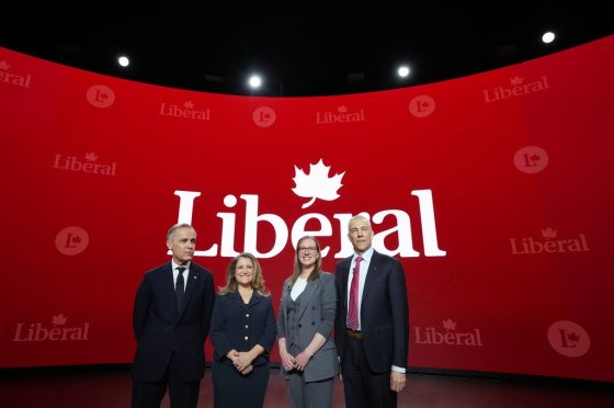 From left: Liberal Party of Canada leadership candidates Mark Carney, Chrystia Freeland, Karina Gould and Frank Baylis (Christinne Muschi / The Canadian Press)