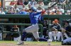 Toronto Blue Jays' Ernie Clement hits a single against the Detroit Tigers in the third inning of a spring training baseball game, Monday, March 3, 2025, in Lakeland, Fla. THE CANADIAN PRESS/AP-John Raoux