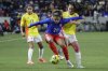 United States forward Catarina Macario (20) blocks out Colombia midfielder Marcela Restrepo, right, as defender Carolina Arias (17) looks on during the SheBelieves Cup women's soccer tournament, Thursday, Feb. 20, 2025, in Houston. (AP Photo/Michael Wyke)