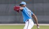 Miami Marlins pitcher Sandy Alcantara (22) throws during spring training baseball workouts for pitchers and catchers at Roger Dean Stadium in Jupiter, Fla., Wednesday, Feb. 12, 2025. (Matias J. Ocner/Miami Herald via AP)