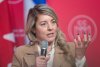 Minister of Foreign Affairs Melanie Joly discusses Canada-United States relations during a luncheon with the Chamber of Commerce of Metropolitan Montreal in Montreal on Tuesday, Feb. 4, 2025. Joly says she wants Canadians to play a role in keeping the peace in Ukraine when the war ends. THE CANADIAN PRESS/Christinne Muschi