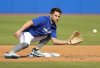 Toronto Blue Jays shortstop Bo Bichette catches a ball at second base during a drill at spring training in Dunedin, Fla., on Wednesday, Feb.19, 2025. Bichette looks like himself again at spring training after an injury-plagued 2024 season. THE CANADIAN PRESS/Nathan Denette