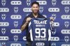 Spanish soccer player Sergio Ramos holds up his jersey during a press conference with Monterrey, his new soccer club, in Monterrey, Mexico, Sunday, Feb. 9, 2025. (AP Photo/Jorge Mendoza)