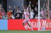 Inter Miami midfielder Telasco Segovia celebrates after his goal against the Houston Dynamo during the first half of an MLS soccer match Sunday, March 2, 2025, in Houston. (AP Photo/Michael Wyke)