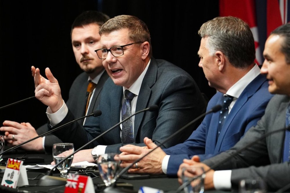 Saskatchewan Premier Scott Moe speaks at a press conference concluding a first ministers meeting, in Ottawa, Wednesday, Jan. 15, 2025. THE CANADIAN PRESS/Sean Kilpatrick