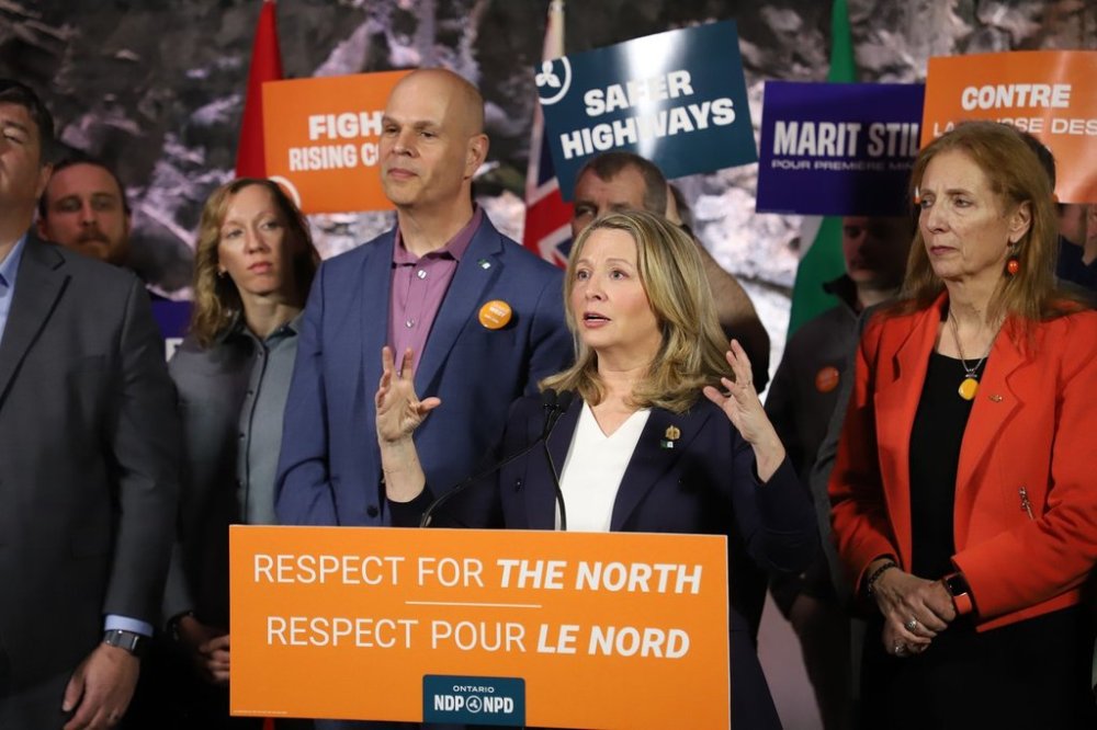 Marit Stiles, Ontario NDP Leader, releases her northern platform at Science North in Sudbury, Ont., Thursday, Feb. 13, 2025. THE CANADIAN PRESS/Gino Donato