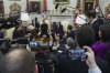 Vice President JD Vance, centre right, speaks with Ukrainian President Volodymyr Zelenskyy, center left, as President Donald Trump, center, listens in the Oval Office at the White House on Friday, Feb. 28, 2025 in Washington. THE CANADIAN PRESS/AP-Mystyslav Chernov