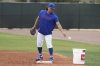 Chicago Cubs pitcher Shota Imanaga, of Japan, tosses a baseball into a bucket during fielding drills at the Cubs baseball spring training facility Monday, Feb. 17, 2025, in Mesa, Ariz. (AP Photo/Ross D. Franklin)