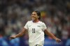 FILE - United States' Sophia Smith celebrates after scoring her side's first goal, during the women's Group B soccer match between the United States and Germany at the Velodrome stadium, during the 2024 Summer Olympics, Sunday, July 28, 2024, in Marseille, France. (AP Photo/Daniel Cole, file)