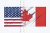 U.S. and Canada flags are seen on a transport truck trailer at the Pacific Highway Canada-U.S. border crossing in Surrey B.C., on Tuesday, March 4, 2025. THE CANADIAN PRESS/Ethan Cairns