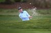 Maverick McNealy hits out of a bunker on the second hole at Pebble Beach Golf Links during the third round of the AT&T Pebble Beach Pro-Am golf tournament, Saturday, Feb. 1, 2025, in Pebble Beach, Calif. (AP Photo/Nic Coury)