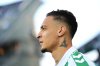 Betis' Antony waits for the start of the Conference League playoff second leg soccer match between Betis and Gent at the Benito Villamarin stadium in Seville, Spain, Thursday Feb. 20, 2025. (AP Photo/Jose Breton)