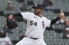 Chicago White Sox starting pitcher Martín Pérez throws against the Minnesota Twins during the first inning of a baseball game in Chicago, Monday, March 31, 2025. (AP Photo/Nam Y. Huh)
