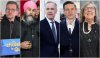 This composite image made from five file photos shows, from left to right, Bloc Quebecois Leader Yves-Francois Blanchet on Friday, March 28, 2025; NDP Leader Jagmeet Singh on Tuesday, April 1, 2025; Liberal Leader Mark Carney on Friday, March 14, 2025; Conservative Leader Pierre Poilievre on Tuesday, April 1, 2025 and co-leader of the Green Party Elizabeth May on Sunday, March 30, 2025. THE CANADIAN PRESS/Graham Hughes, Christinne Muschi, Adrian Wyld, Paul Daly, Ethan Cairns