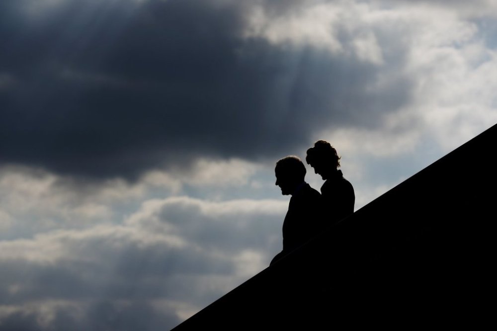 Prime Minister Mark Carney and wife Diana Fox Carney arrive in Stansted, England, on Monday, March 17, 2025. THE CANADIAN PRESS/Sean Kilpatrick