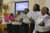 Members of the choir at Notre Dame d'Haiti, the Catholic church that's the spiritual center of the Haitian diaspora, sing during a Lent revival Mass, March 29, 2025 in Miami. (AP Photos/Giovanna Dell'Orto)