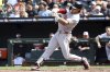 Boston Red Sox outfielder Jarren Duran lines out during the seventh inning of a baseball game against the Baltimore Orioles, Thursday, April 3, 2025, in Baltimore. (AP Photo/Daniel Kucin Jr.)