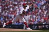 Philadelphia Phillies' Cristopher Sánchez pitches during the second inning of the team's home-opener baseball game against the Colorado Rockies, Monday, March 31, 2025, in Philadelphia. (AP Photo/Matt Rourke)