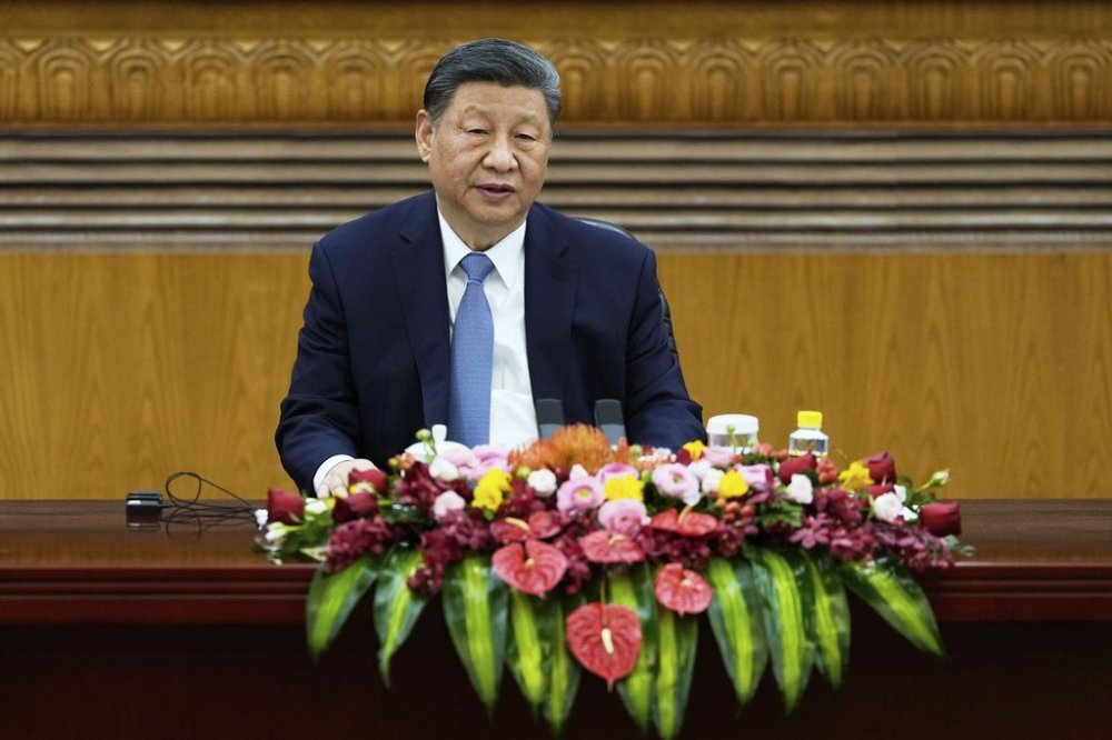 Chinese President Xi Jinping attends an event at the Great Hall of the People in Beijing on Friday, March 28, 2025. (AP Photo/Ng Han Guan)