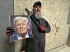 Terry LeBlanc, owner of Rage Room Halifax, displays a portrait of U.S. President Donald Trump inside his Halifax business, Friday, March 14, 2025. THE CANADIAN PRESS/Michael MacDonald