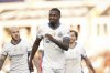 Inter Milan's Marcus Thuram celebrates scoring his side's second goal during the Serie A soccer match between Parma and Inter, at the Ennio Tardini Stadium in Parma, Italy, Saturday April 5, 2025. (Massimo Paolone/LaPresse via AP)