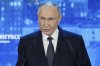 Russian President Vladimir Putin speaks at the plenary session of the International Arctic Forum in Murmansk, Russia, Thursday, March 27, 2025. (Gavriil Grigorov, Sputnik, Kremlin Pool Photo via AP)