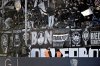 Frankfurt fans waits for a delayed kick-off of the German Bundesliga soccer match between VfL Bochum and Eintracht Frankfurt at the Vonovia Ruhrstadion. in Bochum, Germany, Sunday, March 16, 2025. (Anke Wälischmiller/dpa via AP)