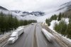 Vehicles are seen as they drive along the Coquihalla Highway January 19, 2022.THE CANADIAN PRESS/Jonathan Hayward